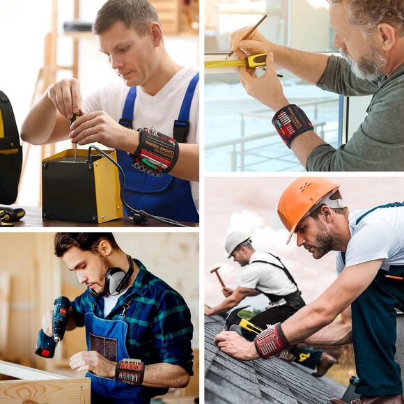 HIGHEVER Tool Belt Man Red Magnetic Wristband Perfect Holding Screws Nails - Picture 8 of 8